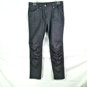 Saran grey ruched leg skinny pants satin pocket M